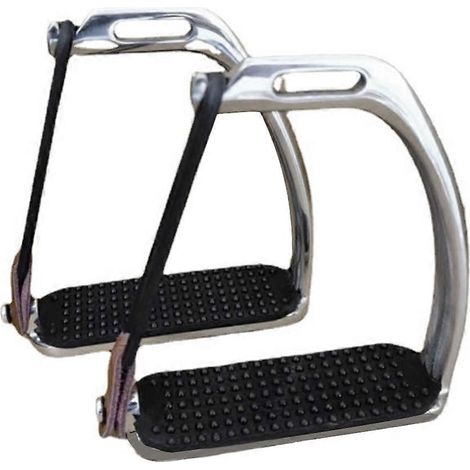 Étriers haute résistance, étriers de sécurité pour l'équitation, étriers en acier inoxydable poli argent, équipement pour enfants pour les courses en extérieur (1/5)
