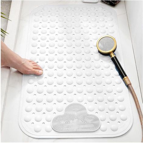 Rutschfeste Duschmatte mit Saugnäpfen und Abflusslöchern, Duschmatte mit Massagekissen, große Duschmatte fürs Badezimmer (1/5)