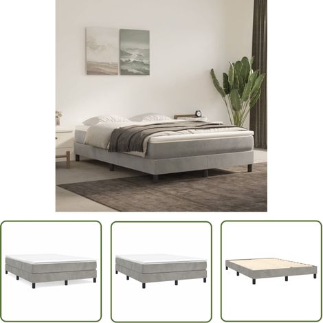 The Living Store Boxspringbett mit Matratze Hellgrau 140x200 cm Samt - Samtbett - Boxspringbett - Doppelbett - Bettauflage - Matratze (1/5)