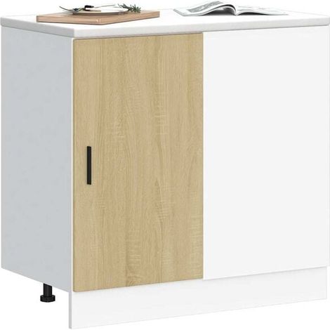 Meuble de Salle de Bain en Chêne Sonoma, Armoire de Rangement sous Vasque avec Évier Intégré, Design Moderne et Élégant pour WC (1/5)