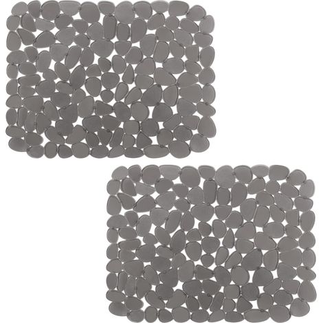 Tapis d'évier (pour éviers en acier inoxydable/céramique), deux ensembles de protections d'évier en PVC, 15,7 x 11,8 pouces, gris.