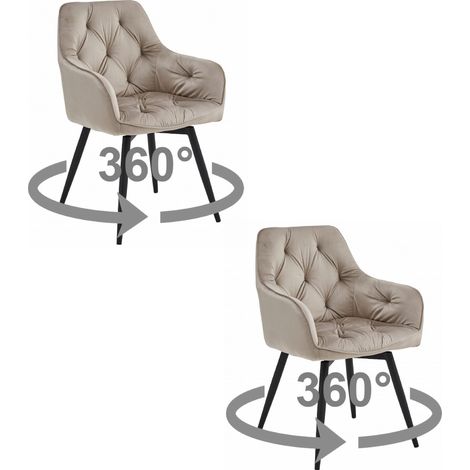 JORK360 Stuhl – dunkelbeiger Samt / schwarze Beine x 2 (1/5)