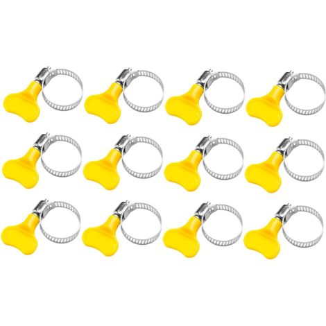 Collier de Serrage Plastique Jaune Réglable pour Tuyaux, Lot 12 Pièces Diamètre Ajustable, Résistance à Corrosion, Usage Industriel et Domestique, Plastique (1/5)