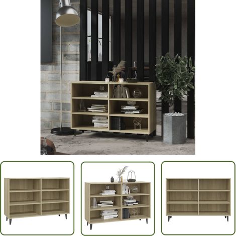 The Living Store Sideboard Sonoma-Eiche 103,5x35x70 cm Holzwerkstoff - Industrielles Sideboard - Holz Sideboard - Regal - Wohnzimmermöbel - Wohnraumgestaltung (1/5)