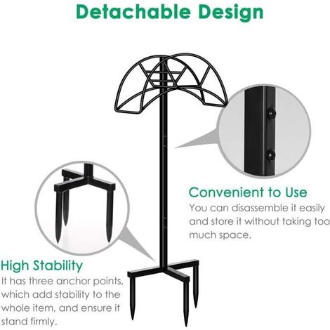 Support de tuyau d'arrosage Support de tuyau d'arrosage amovible en métal Support de tuyau Support de tuyau robuste Support de tuyau de rangement de tuyau d'arrosage autoportant pour jardin extérieur, (1/4)