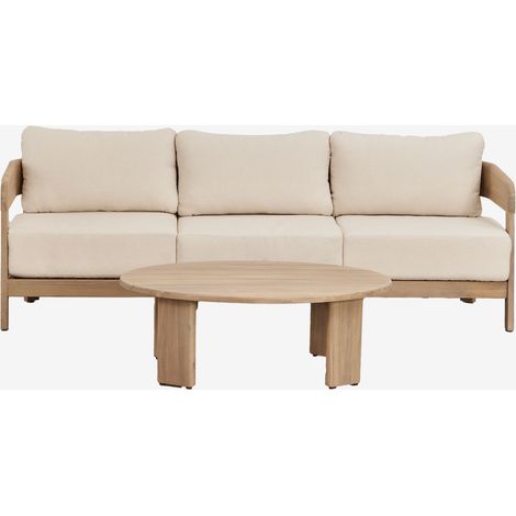 Conjunto de salón con sofá de 3 plazas y mesa de centro en madera de acacia Uleno SKLUM (1/5)