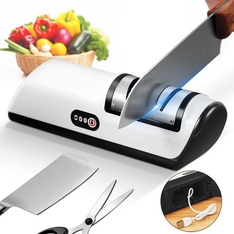 Affûteur de couteaux électrique rechargeable, affûteur de couteaux compact sans fil pour couteaux en acier inoxydable et couteaux à fruits, automatique (1/4)