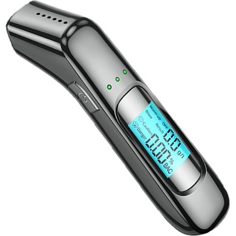 Alcoholímetro digital,Prueba de aliento para alcohol,Alcoholímetro digital sin boquilla,Para uso doméstico o en fiestas (negro),Recargable (1/5)
