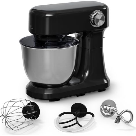 Klarstein Bella Evo Robot Pâtissier 1500W 5L Bol Inox, 12 Vitesses, Système Planétaire, Pulse, Crochet, Fouet & Batteur, Robot Cuisine Multifonctions, Noir, Noir