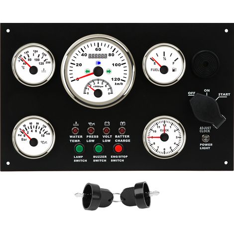 Ensemble de 5 jauges, compteur de vitesse, niveau de carburant, température de l'eau, pression d'huile, horloge multifonction pour Yacht RV 24V (1/5)
