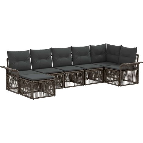 Gartensofa-set 7 pcs Grau Poly-Rattan vidaXL