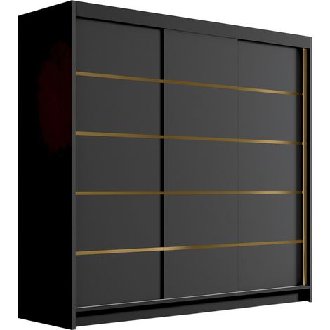 Armario Closico 185, Negro, 215x200x58cm, Puertas de armario: Correderas, Número de estantes: 0