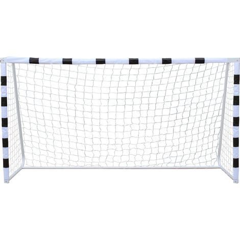 Porta da calcio per bambini 305 x 201 cm con rete, portatile, nera e bianca (1/5)