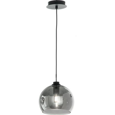 Suspension moderne en verre et métal Verve 4 - Gris Fumé (1/2)