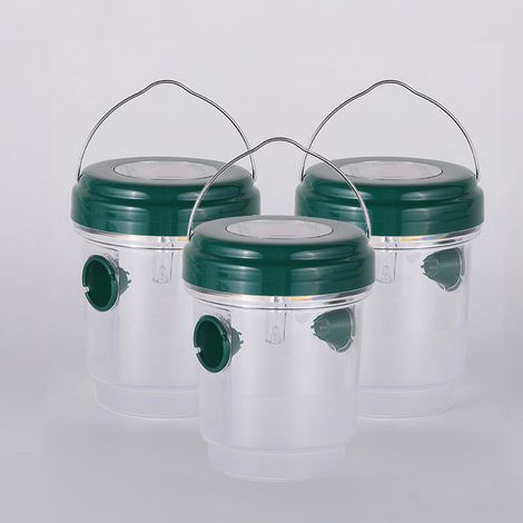 Hängende Wespenfalle für den Außenbereich, Solar-Bienenfalle für den Außenbereich, Holzbienenfalle, 3er-Set, grün. (1/5)