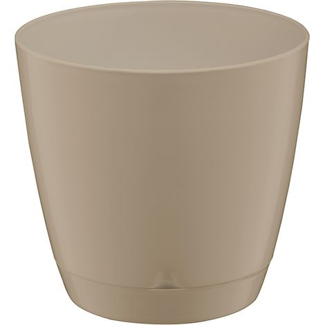 Maceta de plástico Verdenia color beige, 12 cm x 12 x 10,5 cm, 1 unidad. (1/2)