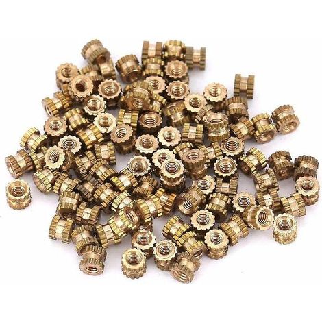 100pcs M2 Crou Molet Insert Filet Cylindrique Crou Filetage Femelle En Laiton Crou Incorpor Crou Insert Molet Crou,m2x4 X 3.5 (1/5)