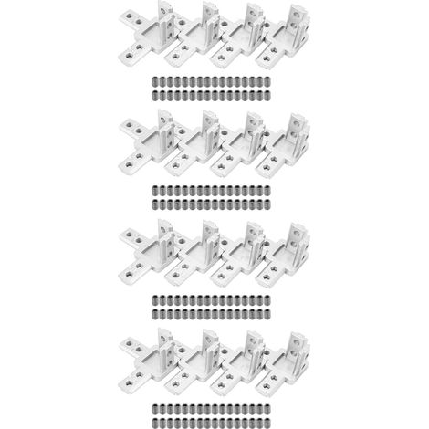 16-Paquet Connecteur de Support de Coin de Bout 3 Voies Série 3030,Avec Vis pour Profilé D'Extrusion en Aluminium Fente T 8mm (1/5)