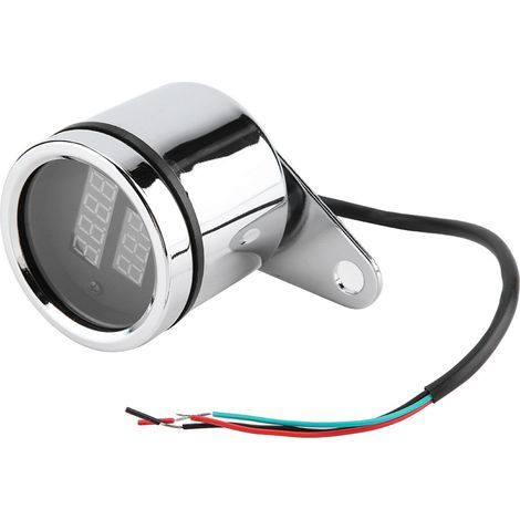 Tachymètre électronique, 2 en 1 Moto LED Voltmètre Numérique Tachymètre Jauge Métal Odomètre Indicateur de Vitesse (1/5)