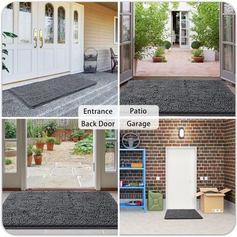 Tappetino assorbente in ciniglia Bardusch, antiscivolo, per cani infangati, lavabile, ad asciugatura rapida, 60x90 cm, grigio. (1/3)