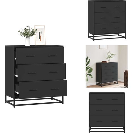 Buffet noir 68x35x76 cm bois d'ingénierie et métal - Buffet - Buffets - Armoire De Rangement - Armoire De Rangement De Cuisine (1/5)
