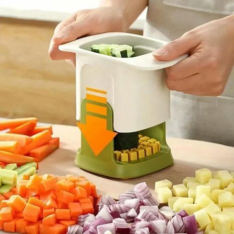 Cortador de verduras multifuncional blanco: utensilio de cocina para picar cebollas y cortar patatas fritas (1/5)