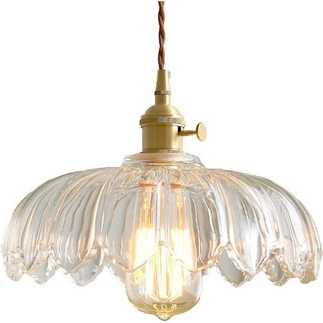 Luminaire suspendu en verre rétro, abat-jour fleuri en verre teinté, plafonnier décoratif pour chambre, salon, salle à manger et café, lustre vintage avec pendentif, lampe de plafond élégante, style c (1/5)