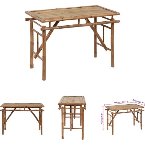 The Living Store - Gartentisch Klappbar 115x50x75 cm Bambus (1/4)
