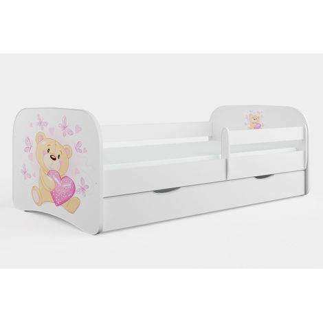Lit enfant papillons avec sommiers et barrière de sécurité amovible Drimy-Matelas mousse-70x140 (1/5)