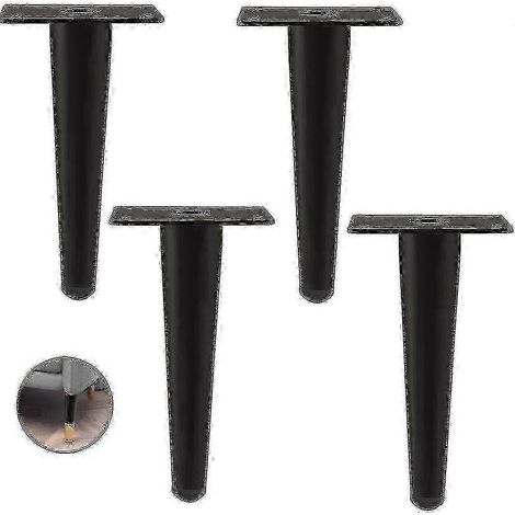Ensemble de 4 pieds de meubles en métal, comprenant des pieds inclinables pour canapé, table, armoire et table de chevet. Convient aux tables basses, armoires et canapés. Supporte jusqu'à 300 kg. Noir (1/5)
