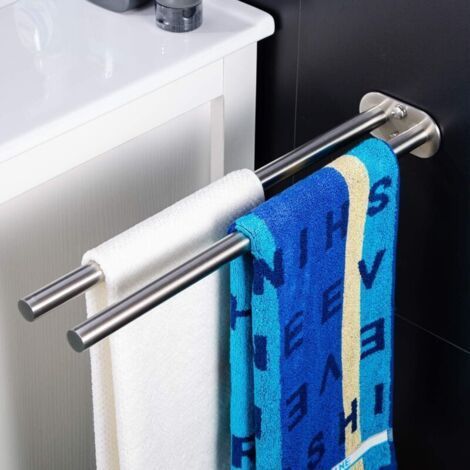 Porte-serviettes double mural, en acier inoxydable brossé, 40 cm (1/3)
