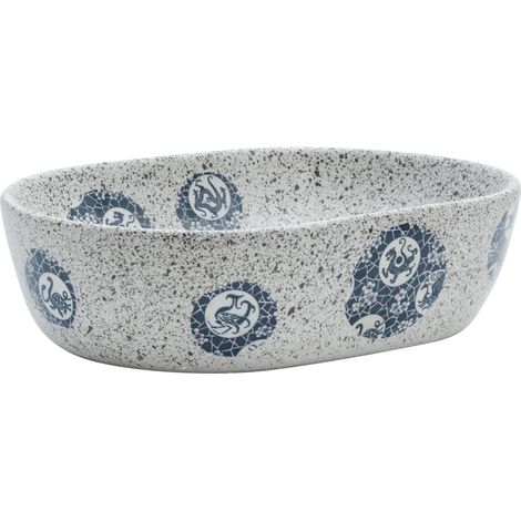 Maison Exclusive - Lavabo da Appoggio Grigio e Blu Ovale 47x33x13 cm Ceramica (1/5)