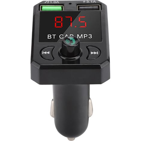 Mini autoradio MP3 type allume-cigare avec puce Bluetooth intelligente, appels mains libres et double port USB pour une charge rapide. (1/5)