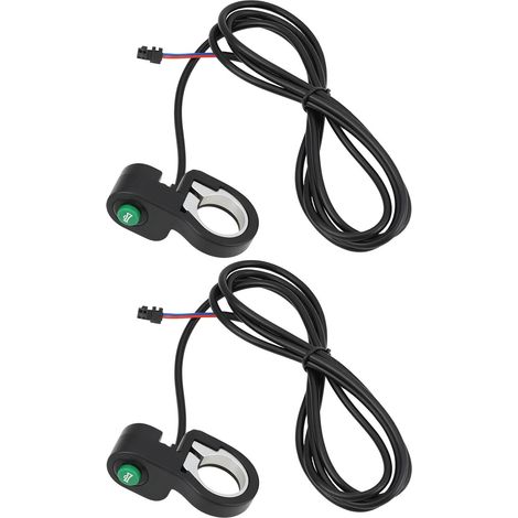 Lot de 2 Interrupteurs à Bouton-Poussoir pour Klaxon de Vélo/Scooter électrique à 2 Broches Connecteur SM Diamètre Guidon 22,5 Mm Câble 1,5 M (1/5)