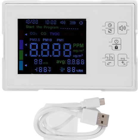 Détecteur de qualité d'air KF-909, haute précision, rechargeable, avec écran LCD pour usage domestique intérieur, mesure de la pollution. (1/5)