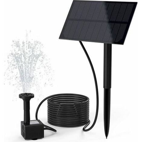 Fontaine solaire extérieure – Pompe sans balais 9V – Débit max 200L/h – 4 têtes de pulvérisation – Installation facile