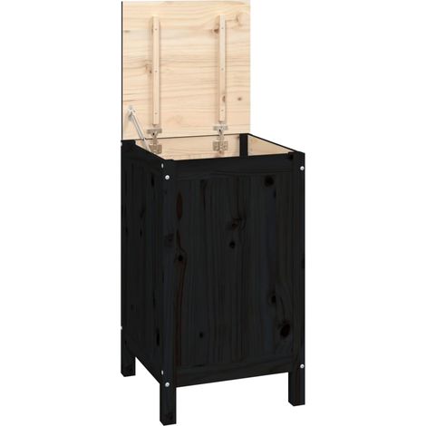 Maison Exclusive - Baúl para la colada madera maciza de pino negr