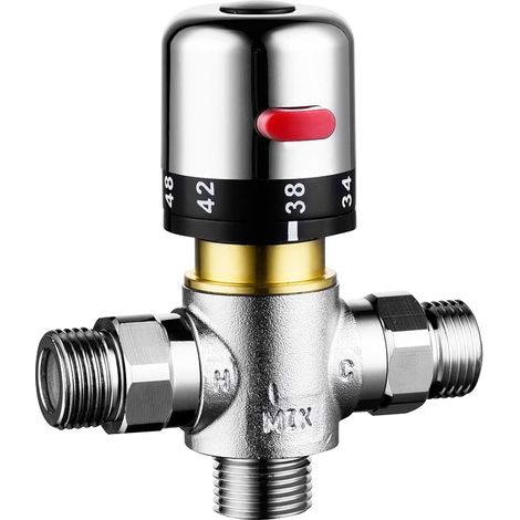 CTM504 Vanne thermostatique 1/2" 3 voies en laiton pour douchette à main, robinet de douche (1/5)