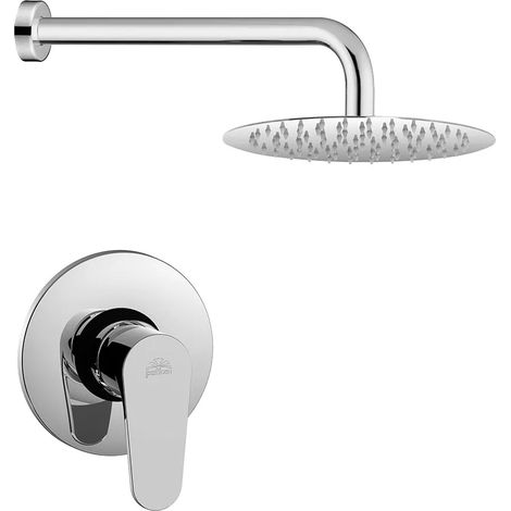 Set doccia incasso Paffoni Green tondo cromato con soffione inox 30 cm (1/5)