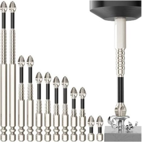 Set di punte per avvitatore ad alta magnetizzazione - 12 pezzi Punta per smerigliatrice K5 resistente agli urti - testa per avvitatore magnetica - 25 50 65 70 90 150 mm (12 pezzi) (1/5)
