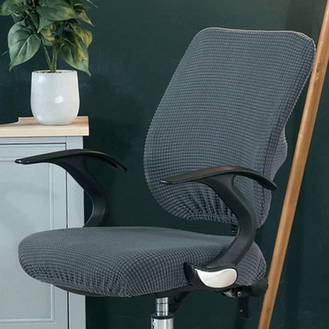 Bürostuhlbezug, Stretch-Spandex-Bezug für Computerstuhl, Esszimmerstuhl, Küchenstuhl, abnehmbares elastisches Kissen für Wohnzimmer (Grau) (1/5)