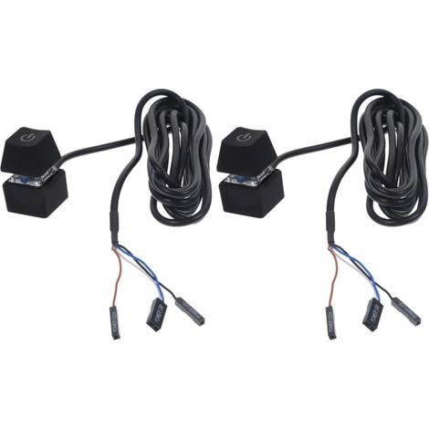 2 Pièces Bouton Alimentation PC Rallonge d'alimentation pour PC Bouton de Démarrage Externe Cuivre Abs Caoutchouc LED Noir pour Bureaux et Cafés Installation Flexible Facile (1/5)