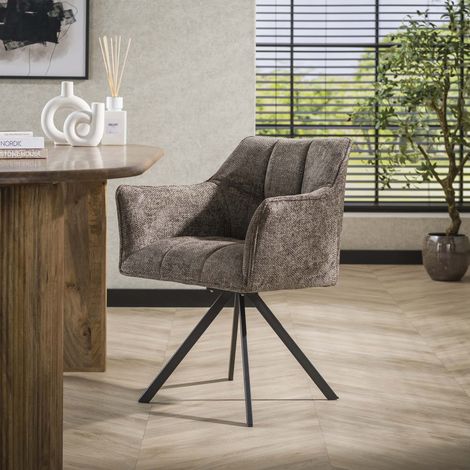 Esszimmerstuhl Lino-Chenille-Stoff, sattes Taupe, drehbar