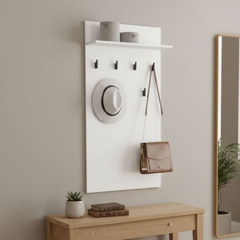 Gonars Garderobe, Set inkl. Wandbefestigung, 6 Haken, Wandmontage, 115h cm Weiß (1/5)