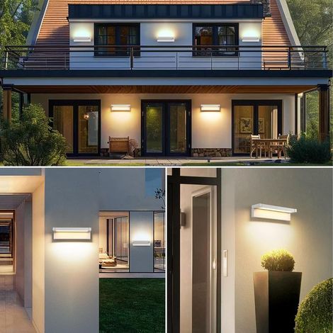 LED-Wandleuchte für Innen und Außen, 36 W, moderne Wandbeleuchtung, IP65 wasserdicht, 3000 K warmweiß, verstellbarer Abstrahlwinkel, geeignet für Terrasse, Eingangsbereich und Garten, Weiß (1/4)