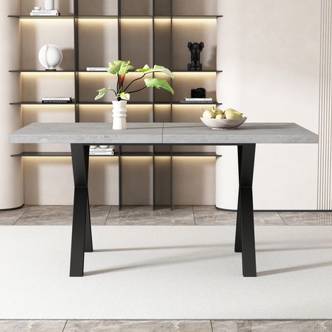 Tavolo pranzo rettangolare MDF e metallo grigio OKMYHOME (1/5)