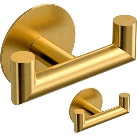 Edelstahlhaken, goldfarben, 2er-Set Haken für Küche und Bad, klebende Haken ohne Bohren für Kleidung und Hüte. (1/5)