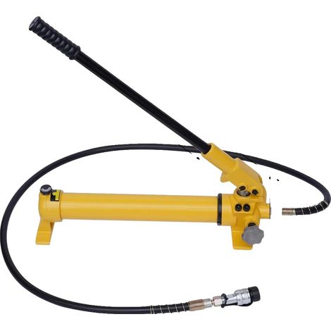 Bomba hidráulica, capacidad de 700 cc, alta presión, color amarillo. (1/2)