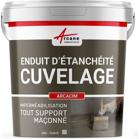 Arcane Industries – Enduit d'étanchéité hydrofuge pour béton et maçonnerie – Protection contre la corrosion – Résistant à la contrepression – 5 kg gris