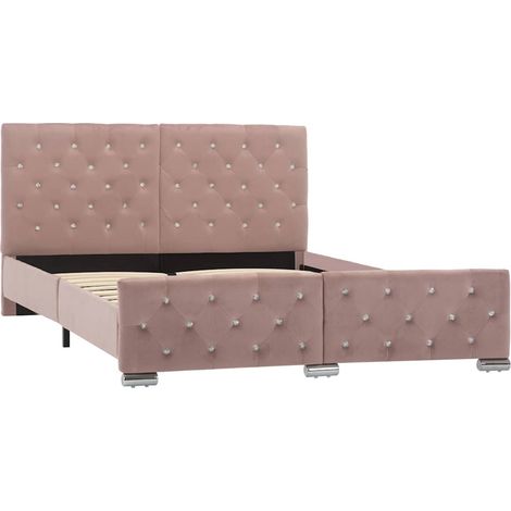 Bettgestell Rosa Samt 140x200 cm vidaXL (1/4)